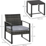thumbnail of Outsunny Conjunto de Muebles de Ratán Jardín 3 Piezas Mesa y 2 Sillones Gris