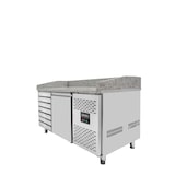 thumbnail of Mesa refrigerada para preparação de pizzas, 1 porta e 7 gavetas, aço inoxidável, mármore cinzento, EN 60x40 cm, 275 W, EASYLINE, 175L, 10024 Vaiotec