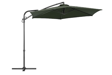 Tarrington House Guarda-sol suspenso redondo Helena, aço / poliéster, Ø 3 x 2.52 m, abertura por manivela, verde