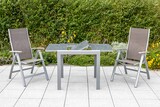 thumbnail of Merxx Carrara Set 3tlg., 2 Klappsessel, 1 Ausziehtisch 80 (120) x 90 cm, Aluminium/Textilbespannung, silber/taupe