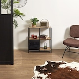 thumbnail of Estante em metal castanho com prateleiras em madeira