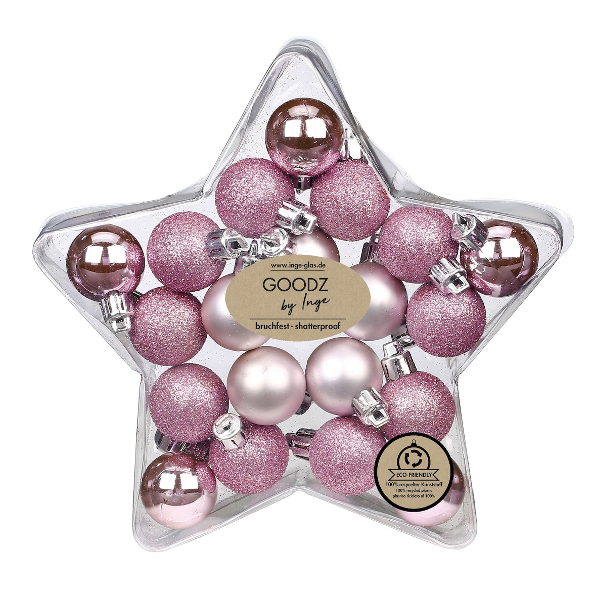 20 Weihnachtskugeln 3cm Kunststoff Christbaumkugeln Weihnachtsbaumkugeln rosa