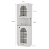 thumbnail of Merax armario alto esquinero LED 166.5 cm, estante abierto y baldas regulables, blanco