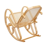 thumbnail of Mecedora M41, sillón columpio Sillón TV, madera maciza de ratán, certificado MVG ~ aspecto roble
