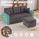 thumbnail of Merax 3-Sitzer-Schlafsofa mit Schlaffunktion, Mehrfunktionales Cord-Sofa mit Stauraum & Ausziehbett. Inkl. USB-C, Dunkelgrau