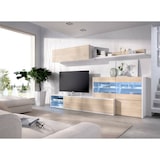 thumbnail of Dmora Parete attrezzata Adams, Set da soggiorno modulare ad angolo, Mobile salotto multiposizione con luce LED, 260x41h180 cm, Rovere e Bianco