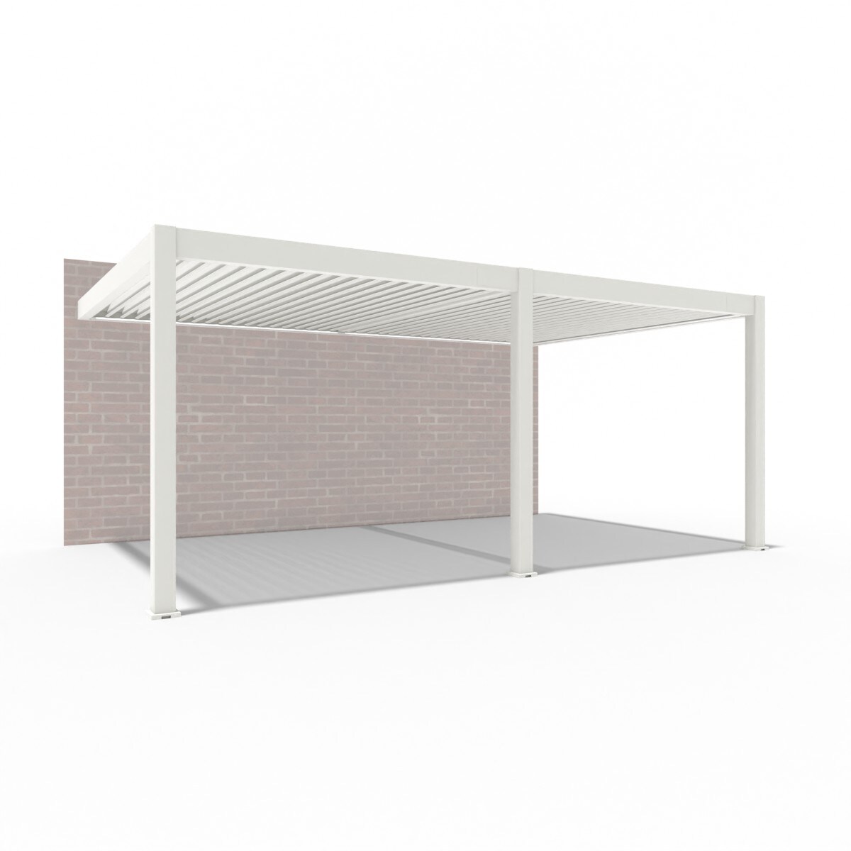 Weide E-Deluxe Plus | elektrische Wand Pergola mit LED | Voll Aluminium | 4 x 6 M | motorisiertes Lamellendach weiß