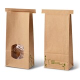 thumbnail of BIOZOYG 400 Stück Kraftpapier-Beutel braun 11,5 x 7,2 x 24,6 cm, Größe M Blockbodenbeutel, Krafttüten, mit Fenster, mit umweltfreundlichem Verschluss