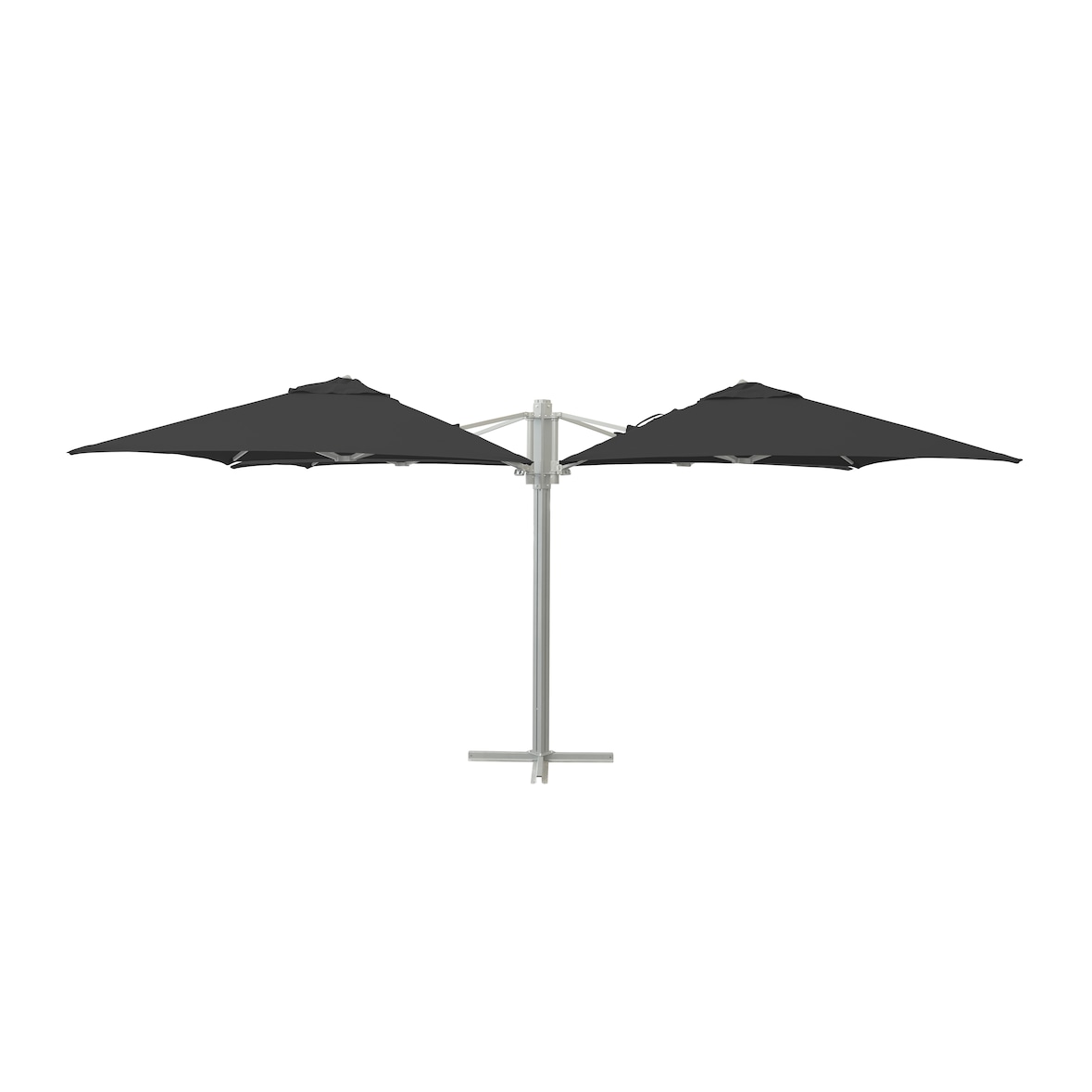 METRO PROFESSIONAL Parasol à 4 têtes TOMOKO, aluminium / polyester, 4 x 4 m, protection UV50+, hydrofuge, anthracite/platine