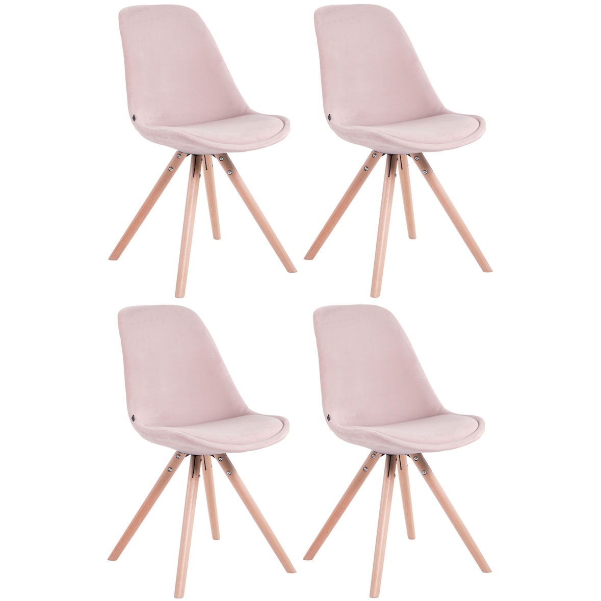 4er Set Stühle Toulouse Samt Rund pink/natura