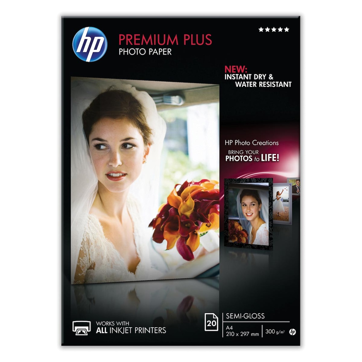 Papel fotográfico semibrillante HP Premium Plus - 20 hojas/A4/210 x 297 mm
