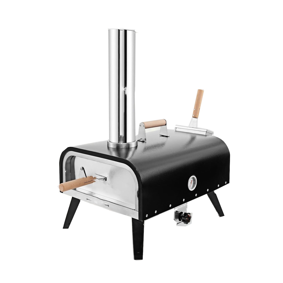 COSTWAY Forno per pizza da esterno con pietra refrattaria, paletta per pizza, termometro, gambe pieghevoli e borsa per il trasporto