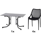 thumbnail of SIENA GARDEN Urban Lights Set 5teilig District gastrotauglich anthrazit mit Tisch Sola 120x80