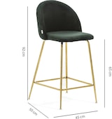 thumbnail of Set aus 2 Barhockern mit Samtpolsterung, Metallbeinen, H.65 cm – modernes elegantes Design – Sara XL – Dunkelgrün/Gold