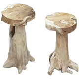 thumbnail of Barhocker JOEL 2er Set Teak Natur 76x40x40cm Barstühle Baumstamm Vintage Hochstühle