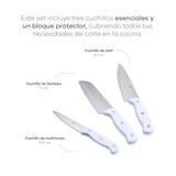 thumbnail of Bergner - Set di 3 padelle Ø18/22/26 cm in alluminio forgiato Jolie, adatte per induzione, con set di 3 coltelli e supporto da parete in acciaio inox