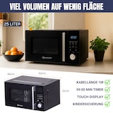 thumbnail of Sommertal 4in1 Mikrowelle MW2200 25L - Touch, Grill, Heißluft, 8 Programme, 99 Min Timer, Kindersicherung, Express-Start, Rost, Crisp-Pfanne