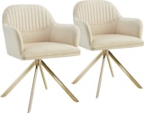 thumbnail of tectake Samt-Drehstuhl Lona mit dicker Polsterung  - 2er Set creme/gold