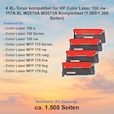 thumbnail of 4 XL-Toner kompatibel für HP Color Laser 150 nw - 117A XL W2070A W2073A Komplettset (1.500/1.300 Seiten)