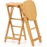thumbnail of COSTWAY Set di 2 Sgabelli da Bar Pieghevoli in Bambù con Poggiapiedi, Sedia da Cucina Altezza Seduta 61 cm, Sgabello da Bancone