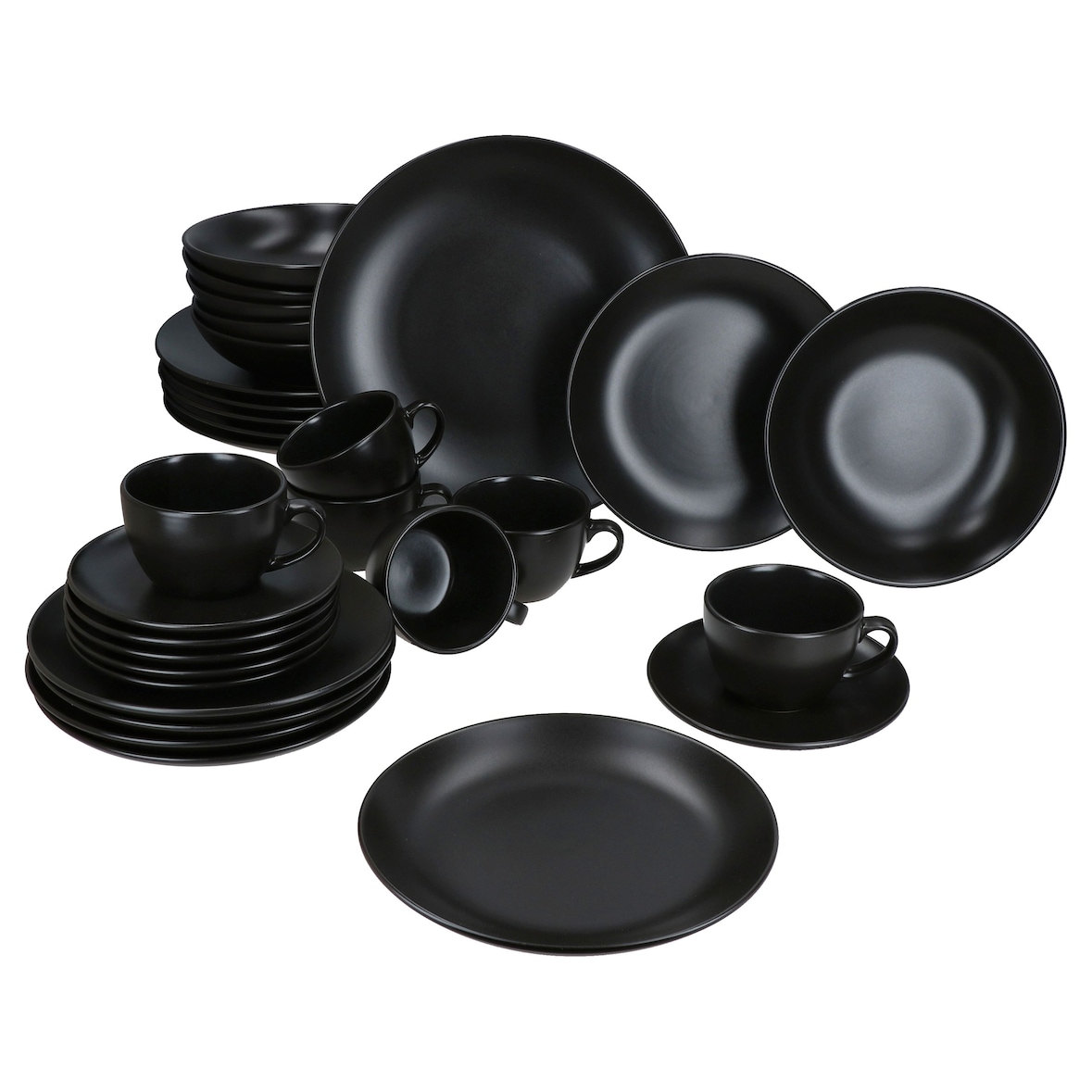 30tlg Kombiservice Panther matt schwarz für 6 Personen - 161947 + 161948 + 161949 + 161951 + 161952