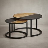 thumbnail of Runde Couchtische, 2er Set, Mango Massivholz/Steinoptik, Modernes Design. 60x60x36 cm | Kadima Design