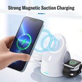 thumbnail of Chargeur Sans Fil 3 En 1 Pour Smartphone iWatch AirPods Avec Support Magnétique Blanc YONIS