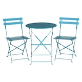 thumbnail of Mesa de patio plegable redonda Bolero de acero azul celeste de 60 cm