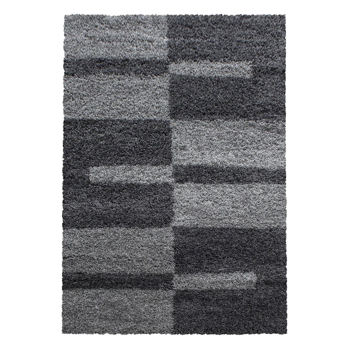 Teppich Waschbar Shaggy Kariert Kuschelig Strapazierfähig Schlafzimmer Esszimmer Grau 200x290 cm OEKO-TEX – WATZMANN von Kadima Design