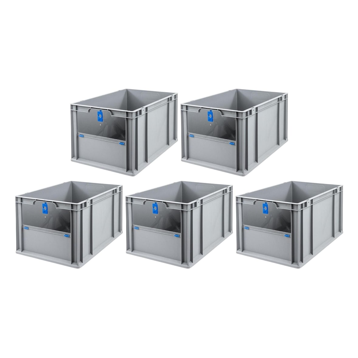 PROREGAL 5x Eurobox NextGen Insight Cover | HxBxT 32x40x60 | 65 Liter | Hoch/Blau | Eurobehälter, Transportbox, Transportbehälter