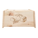 thumbnail of Metallfreie Brotbox mit Klappe und Gravur aus Zirbenholz Massiv Brotkasten 40.10-047