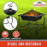 thumbnail of GARDEBRUK® Feuerschale mit Funkenschutz Schürhaken 45x45cm Eckig Stahl Feuerstelle Feuerkorb Terrassenofen Garten