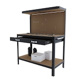 thumbnail of Banco Tavolo Da Lavoro 3 Livelli 120 x 60 Cm Max 370 Kg Cassetto Parete Pannello Forato Porta Attrezzi Utensili Garage Officina Cantina Magazzino Nero