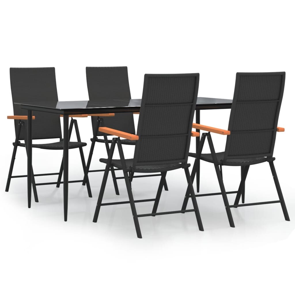 vidaXL 5-tlg. Garten-Essgruppe Schwarz und Braun Poly Rattan