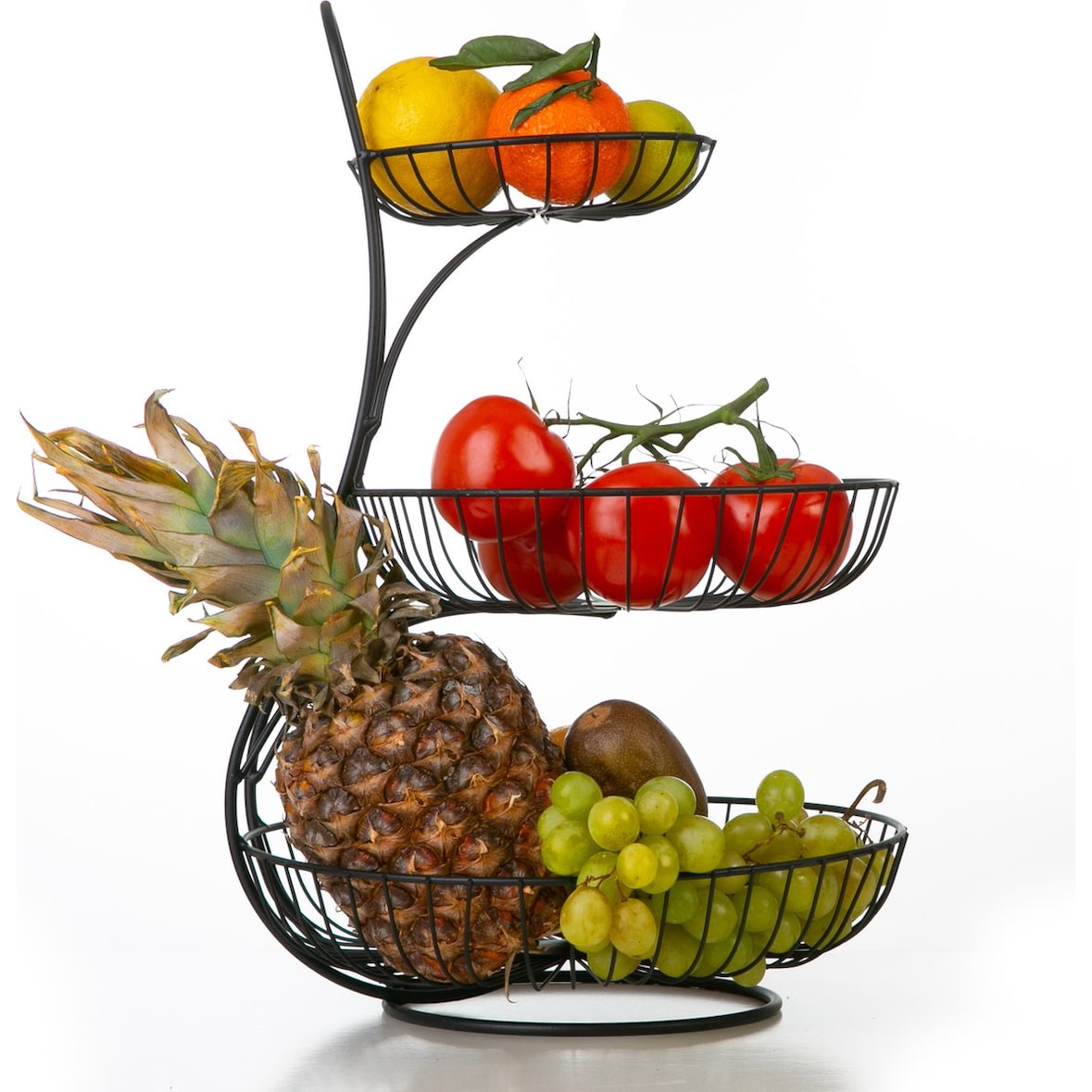 YNONA Fruitschaal - 3 Laags - Zwart - Fruitmand - Fruitmand Metaal - Etagère - Decoratie Schaal