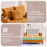 thumbnail of Übergroßer Relaxsessel mit Corduroy-Bezug, LED-Mehrfarbenlicht, USB-Anschluss, Getränkehalter, ergonomisch und komfortabel 128x142cm, Senfgelb