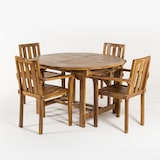 thumbnail of Conjunto de exterior. Mesa redonda extensível de 120/180 cm e 4 poltronas empilháveis de madeira de teca de grau A
