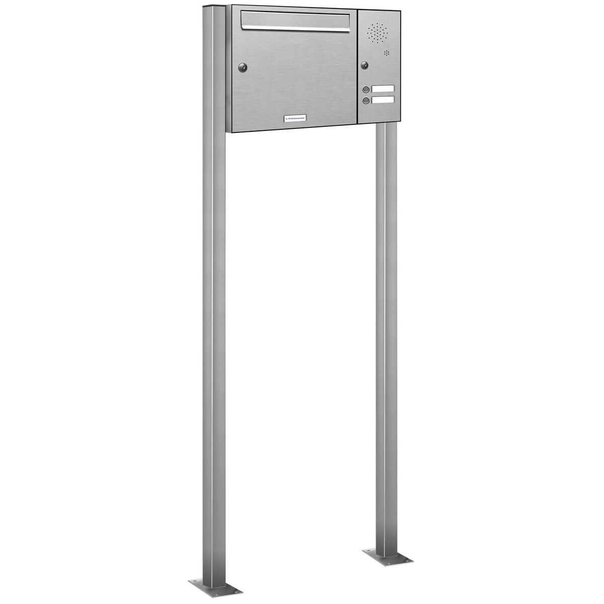 AL Briefkastensysteme 1 Fach Premium Edelstahl Stand Briefkasten Anlage mit Klingeln, Post A4 modern, robust, wetterfest, Artikelnummer: 331V1S1K2SR