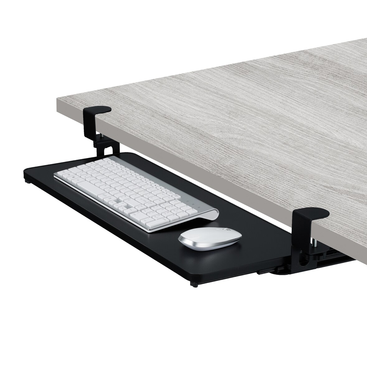 Relaxdays Tastaturablage, 65 x 24 cm, ausziehbar, klemmbar, ergonomisch, Tastatur Schublade Unterbau, modern, schwarz