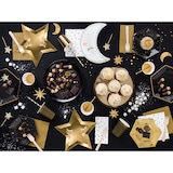 thumbnail of 6 kleine Teller schwarz mit Muster gold