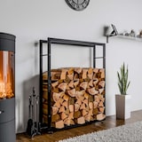 thumbnail of DELUKE® Kaminholzregal innen Metall SATLO für Feuerholz Brennholzregal innen Kaminholzständer Kaminholzhalter FeuerholzregalSchwarz, 25x100x150cm
