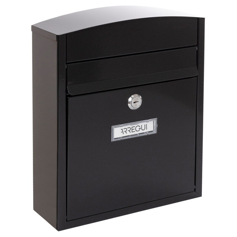 ARREGUI Compact E5734 Caixa de correio exterior em aço tamanho S (DIN A5 Mail), caixa de correio pequena, resistente à chuva, fácil de instalar, preta
