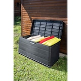 thumbnail of Baúl para cojines de exterior con ruedas, plástico, 118 x 59 x 57 cm, negro