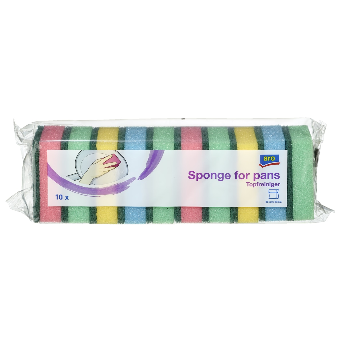 aro Topfreiniger mit Schwamm, farbig sortiert, 10 Stück