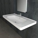 thumbnail of Alpenberger Gäste WC Waschbecken 100 cm Breit | Badezimmer Waschtisch Handwaschbecken Weiß | Keramik Hängewaschbecken mit Nano Waschplätze Wandmontage