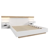 thumbnail of MeraxMerax Bettanlage Holzbett 180x200 Doppelbett mit 2 LED Nachtkommoden & 1 USB & 1 Type C & 1 Steckdose & Lattenrost Beige & Weiß