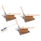 thumbnail of 3 Stück Kehrgarnitur Kehrblech-Set und Handfeger Kehrschaufel Kehrset Set Handwerkerbesen Kokos-Borsten Kehrschaufelgarnitur
