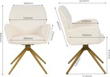 thumbnail of Drehbare Esszimmerstühle 2er-Set, Chenille & Metall, Cremeweiß, mit Armlehnen und umlaufender Rückenlehne
