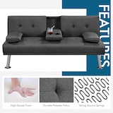 thumbnail of Yaheetech Klappbares Schlafsofa Couch mit Schlaffunktion Bettsofa mit Großer Liegefläche fürs Wohnzimmer/Schlafzimmer/Heimkino/Gästezimmer Dunkelgrau