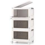 thumbnail of COSTWAY Caja de almacenamiento plegable con tapa, 75 litros de capacidad, juego de 3 cajas de plástico, apilables, contenedores de almacenamiento.